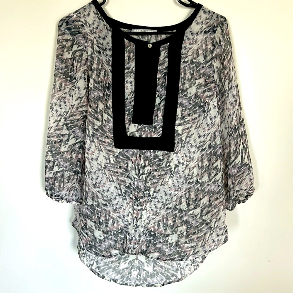 David Rain Sheer Blouse 3/4 Length Sleeve size Small